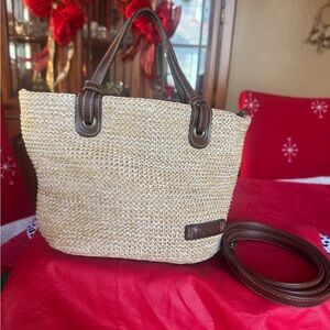 Elegant Tan Woven Handbag by Rossetti